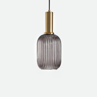 Gema Ripple Glass Pendant Light Smoke Long