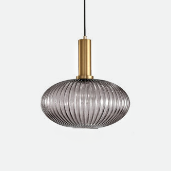 Gema Ripple Glass Pendant Light Smoke Oval