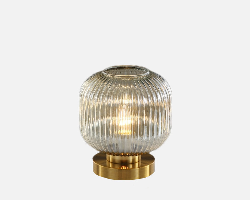 Gema Ripple Glass Table Lamp Amber Square