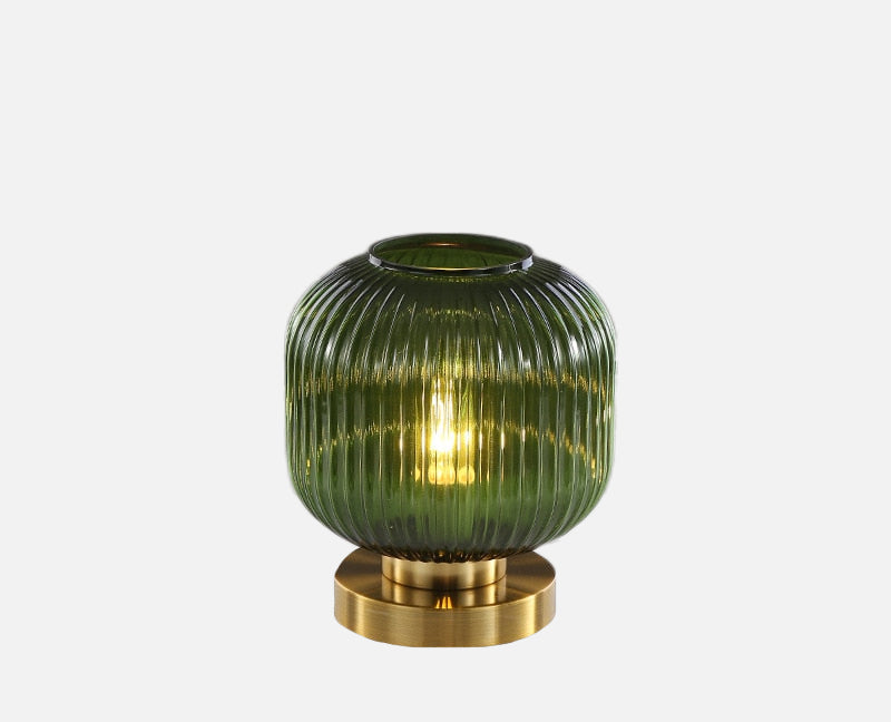 Gema Ripple Glass Table Lamp Green Square