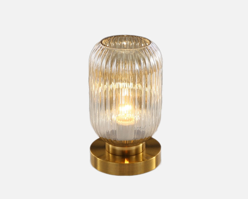 Gema Ripple Glass Table Lamp Amber Long