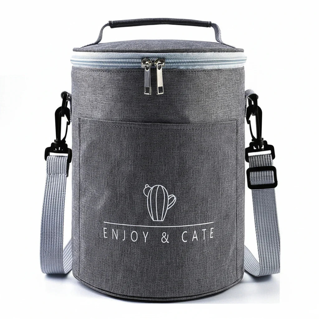 Cylinder Insulated Lunch Bag Gray