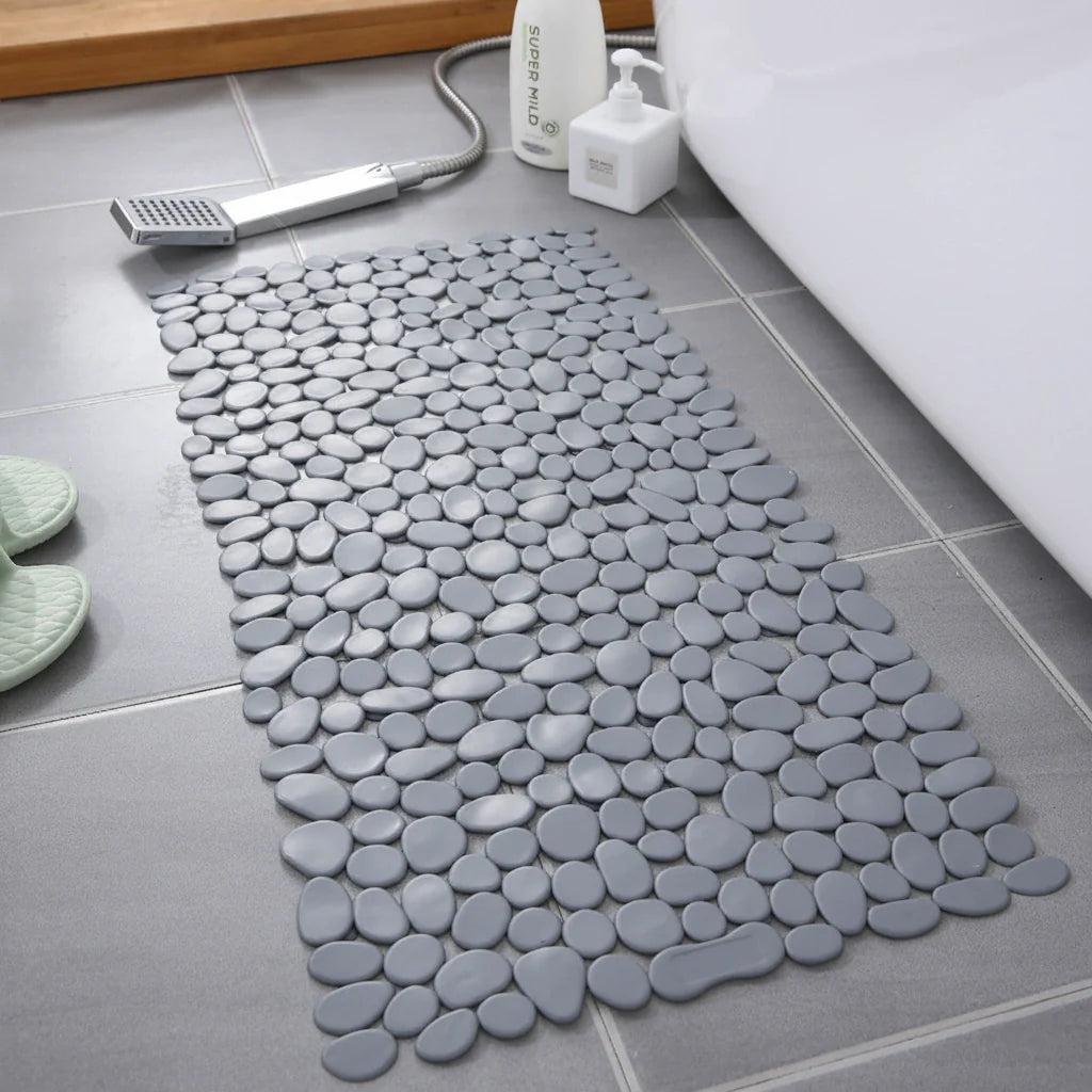 BPA Free Pebble Bath Mat Gray 35"×16"