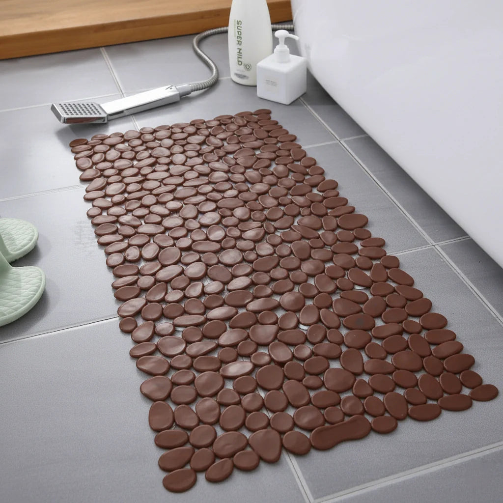 BPA Free Pebble Bath Mat Brown 35"×16"