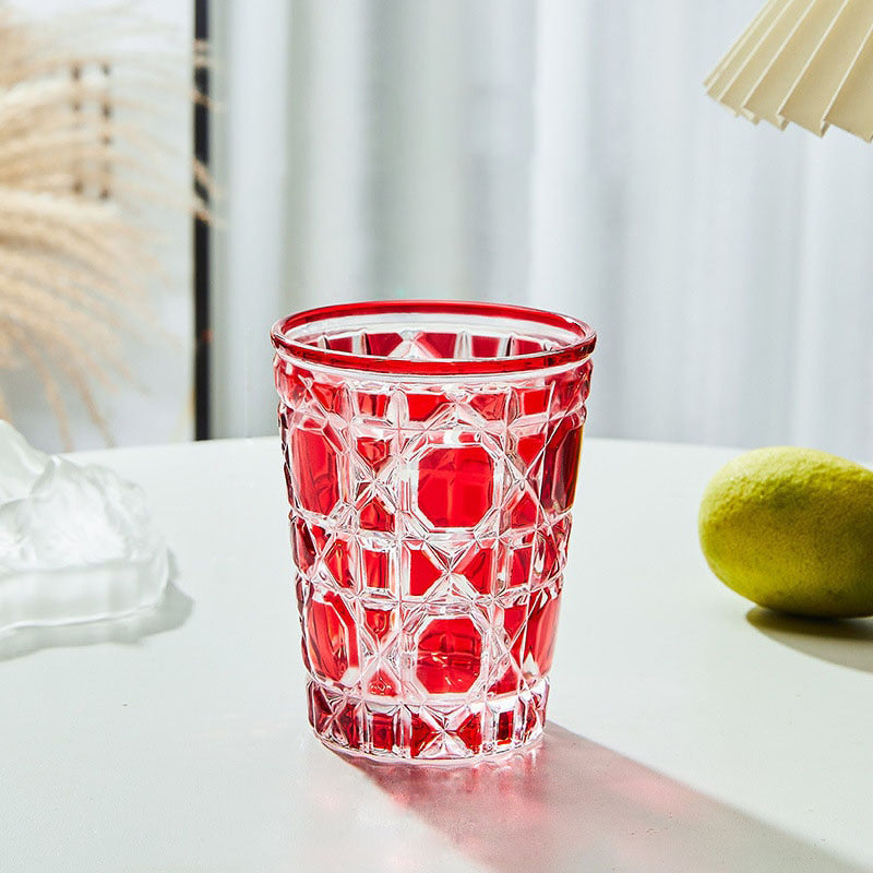 Genie Checkered Diamond Glass Drinking Cup Red