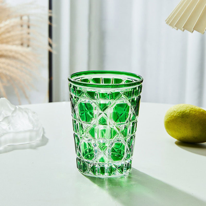 Genie Checkered Diamond Glass Drinking Cup Green