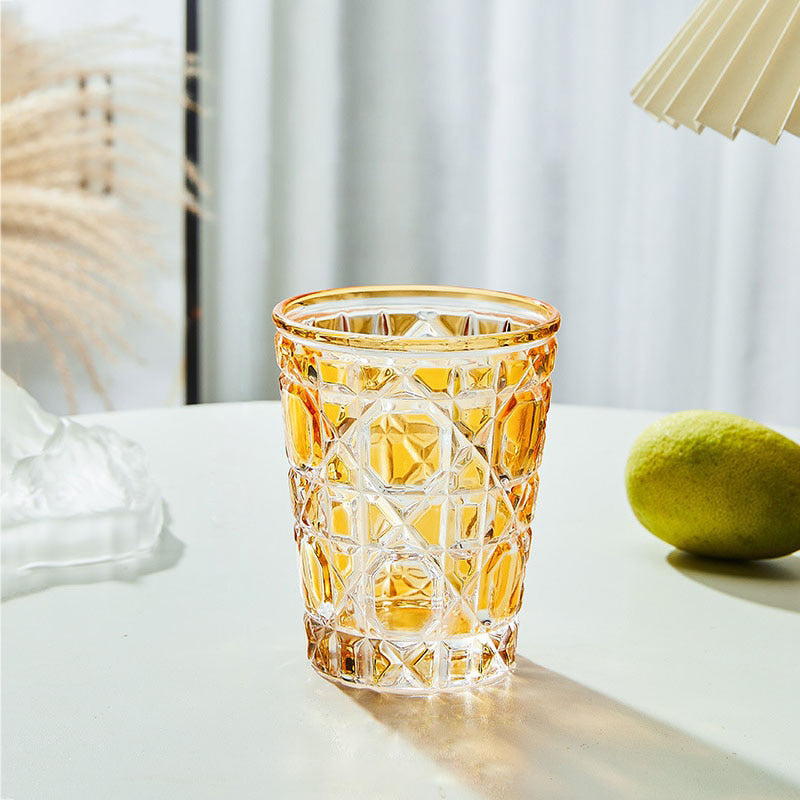 Genie Checkered Diamond Glass Drinking Cup Orange