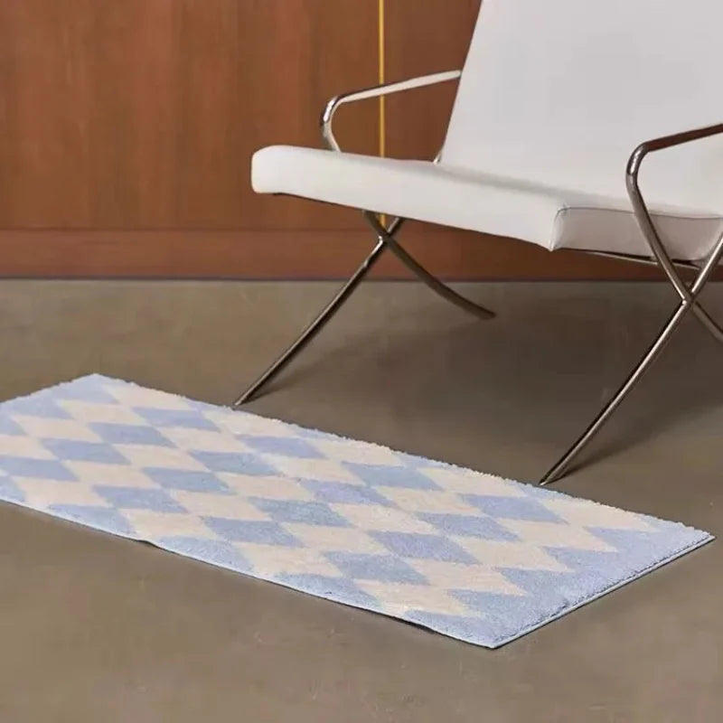 Geo Runner Tufted Area Rug White Blue