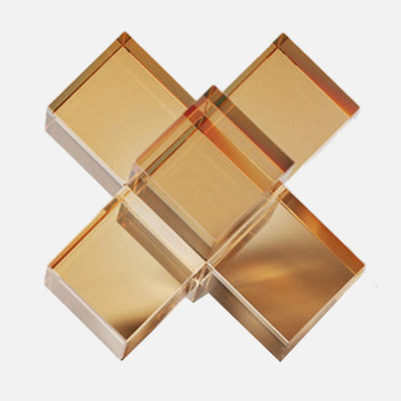 Geometric Square Crystal Cross Statue Amber Large