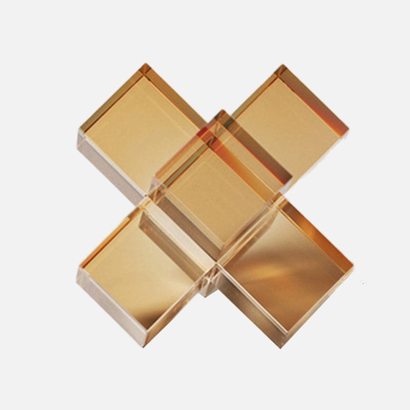 Geometric Square Crystal Cross Statue Amber Medium