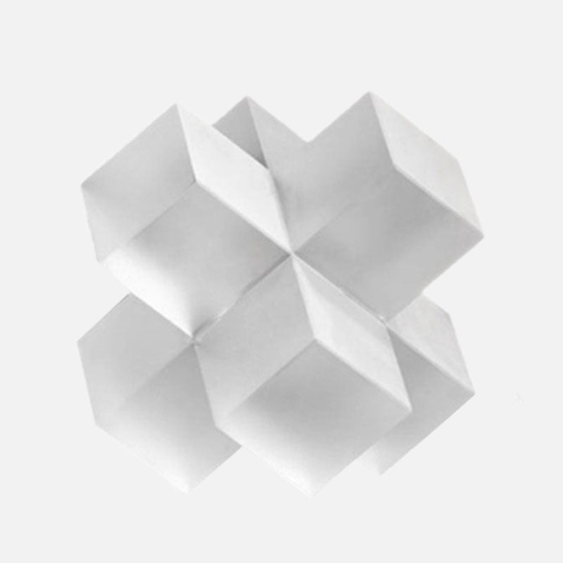 Geometric Square Crystal Cross Statue Frosted White