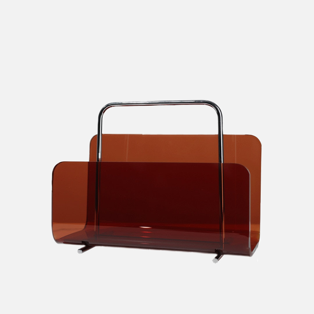 Ghost Silhouette Acrylic Magazine Rack & Portable Bookcase Deep Brown