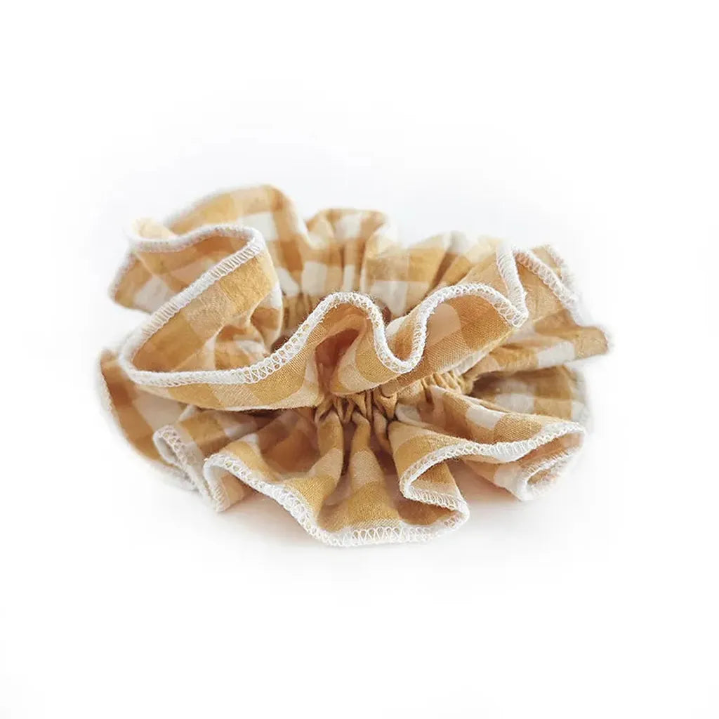 Handmade Layered Gingham Scrunchie Yellow