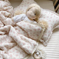 Sweet Ditsy Floral Baby Comforter – Cotton Muslin with Lace Trim