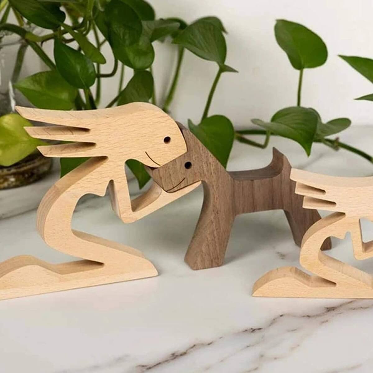 Family Pet Carvings Girl with Puppy