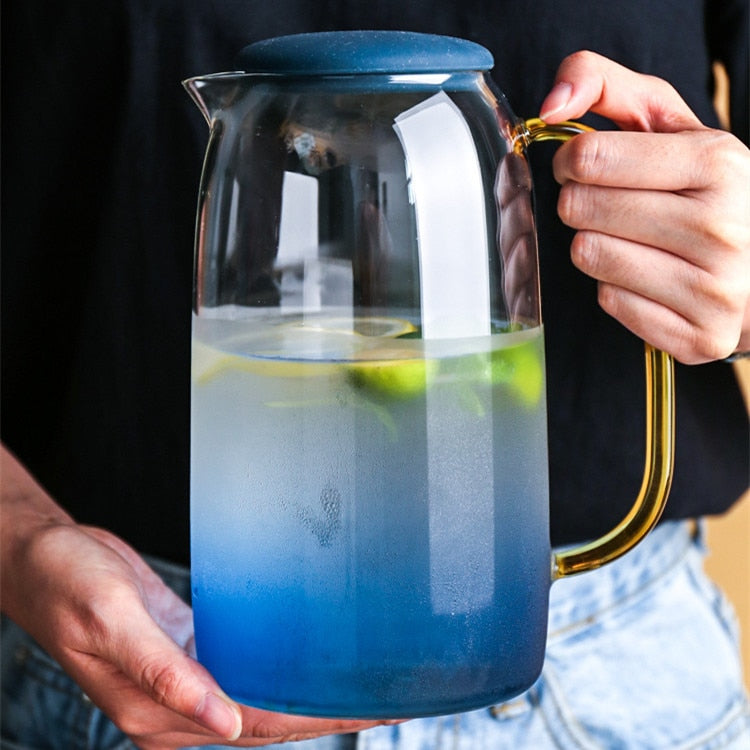 Glacial Blue Glass Drinkware Pitcher