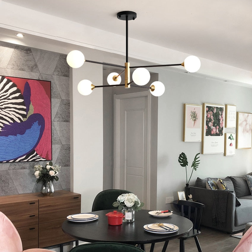 Glass Bulb & Metal LED Chandelier Pendant Light