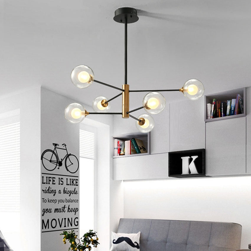 Glass Bulb & Metal LED Chandelier Pendant Light