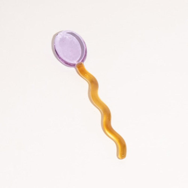 Glass Candy Wavy Stirrer & Spoon Violet - Amber