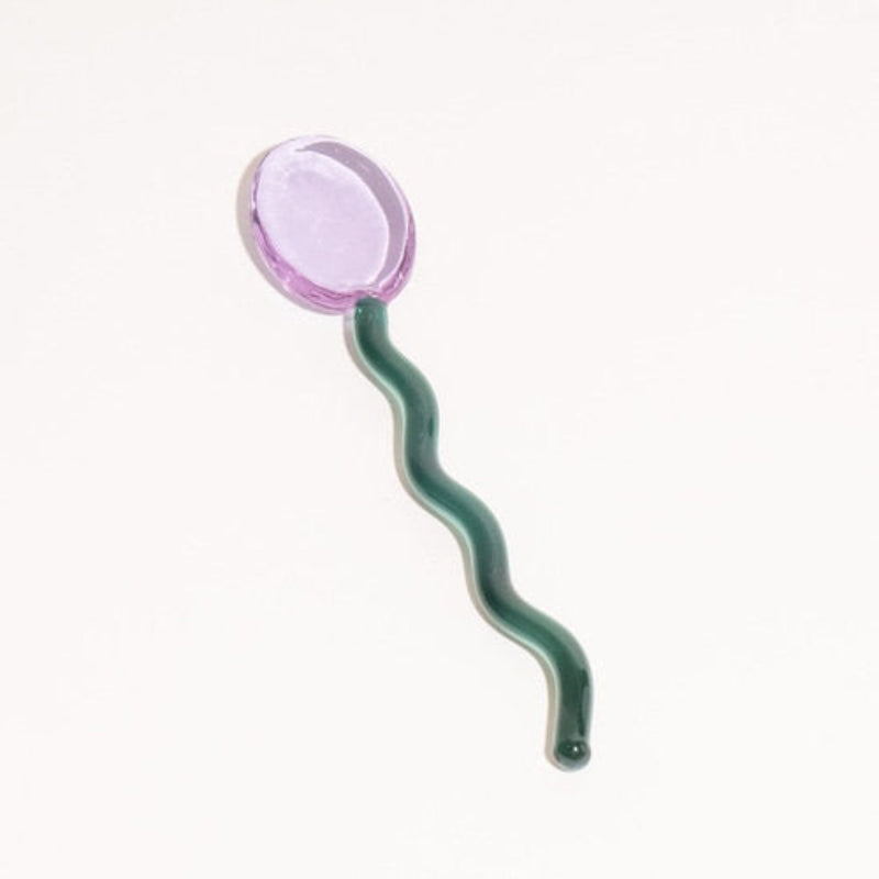 Glass Candy Wavy Stirrer & Spoon Violet - Green