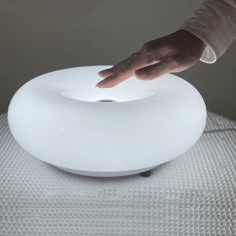 Glass Donut Table Lamp White