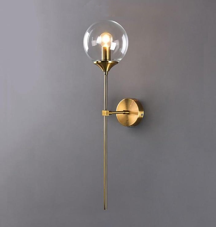 Glass Torch Brass Wall Light Clear