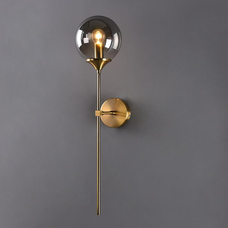 Glass Torch Brass Wall Light Smoke grey