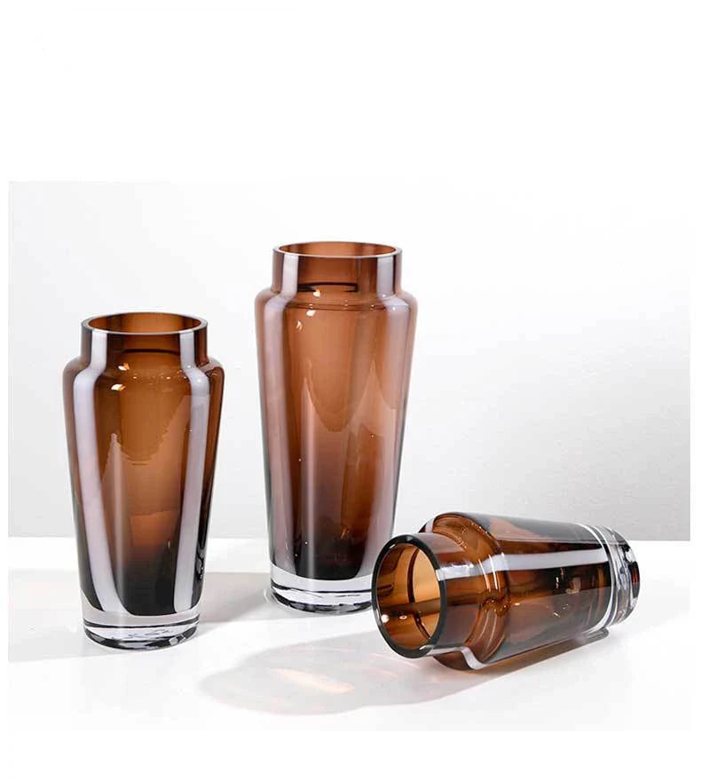 Amber Prism Glass Vase