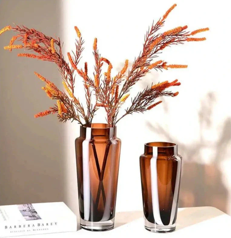 Amber Prism Glass Vase