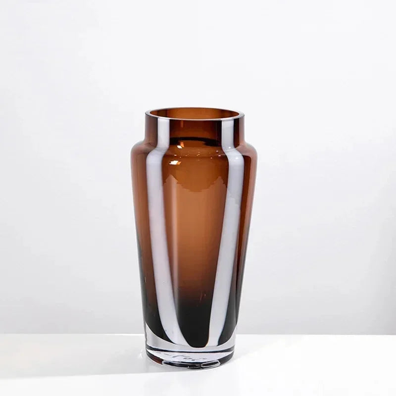 Amber Prism Glass Vase Bouquet