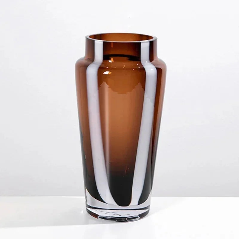 Amber Prism Glass Vase Cylinder