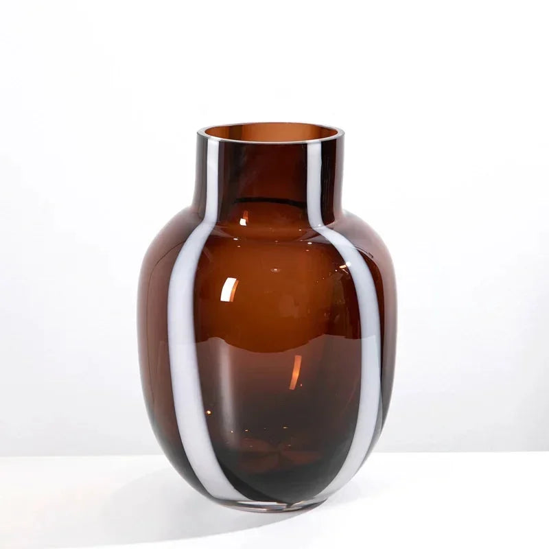 Amber Prism Glass Vase Oval