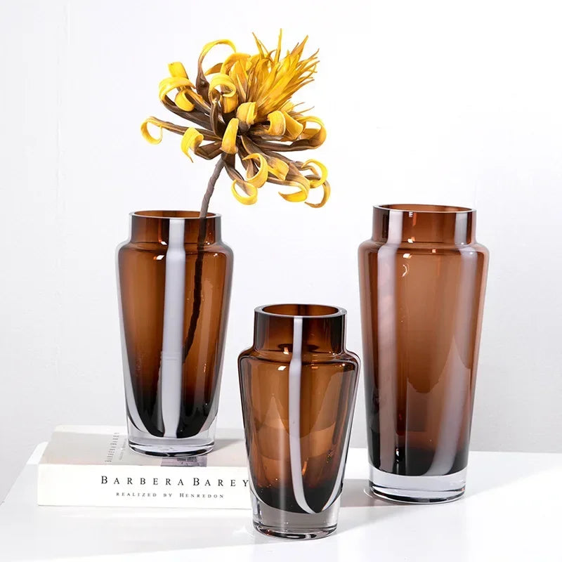 Amber Prism Glass Vase