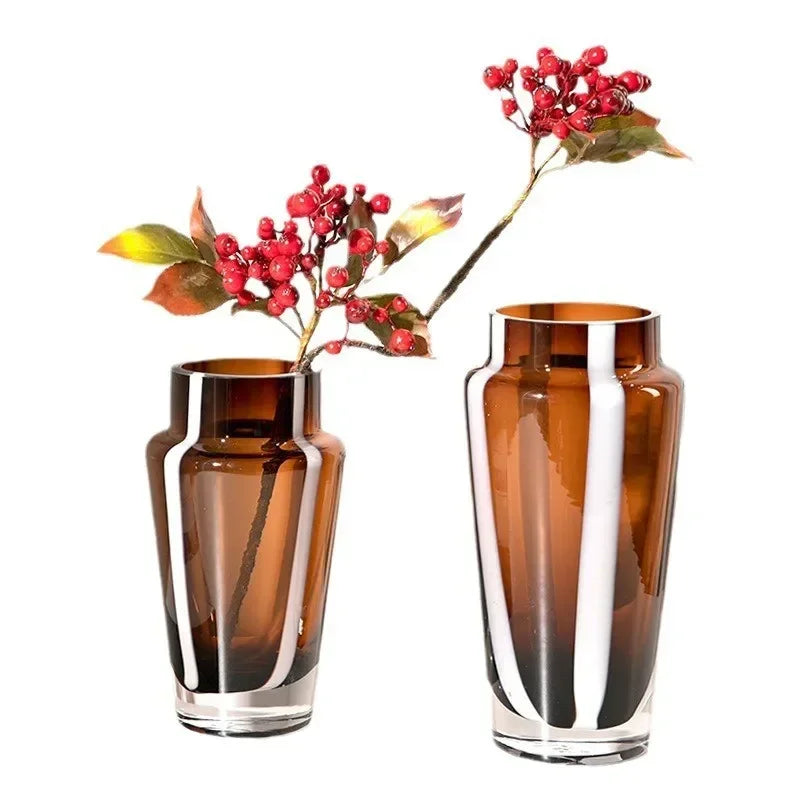 Amber Prism Glass Vase