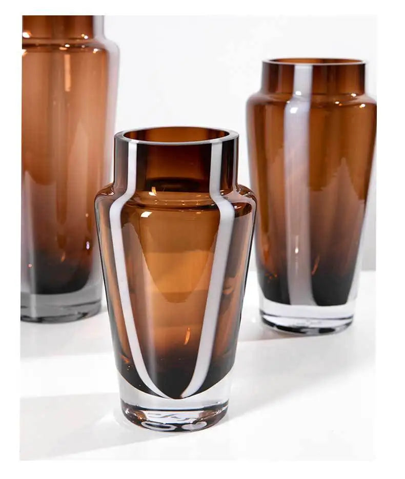 Amber Prism Glass Vase