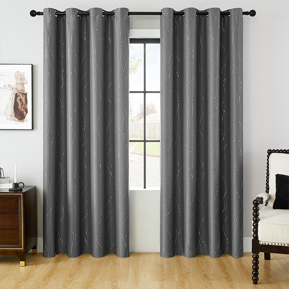 Gleam Chic Blackout Curtain Steel Wave