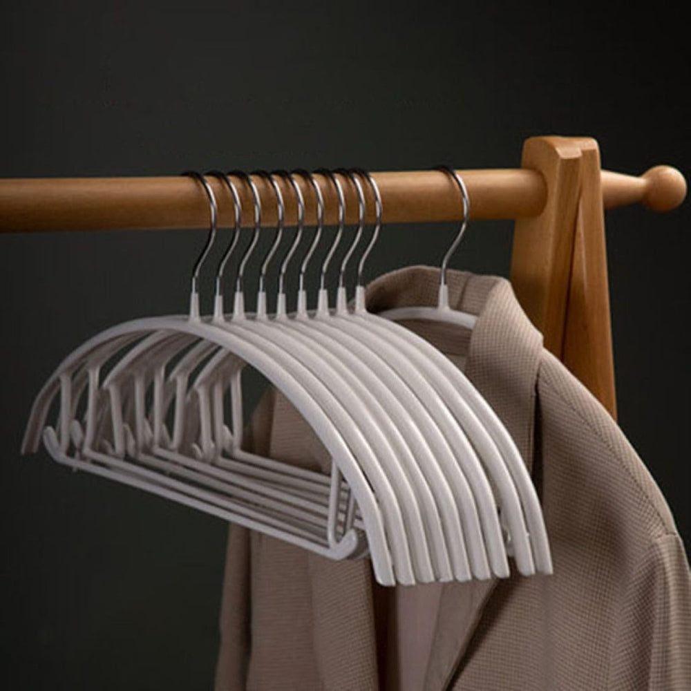 Glide Coat Clothes Hangers | 10 pcs Set Chalk Tone 16"x9"
