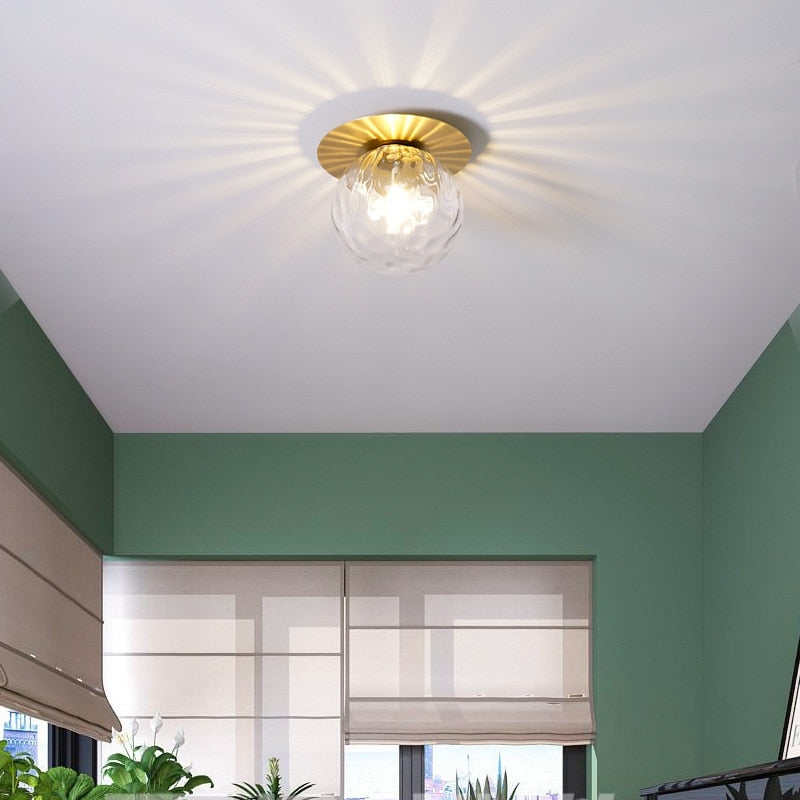 Globe and Metal Plate Ceiling Light - Final Sale