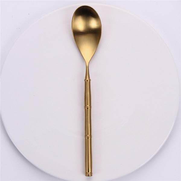Gold Bamboo Stainless Steel Luxury Flatware Spoon