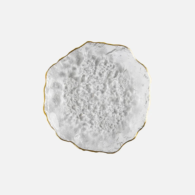 Gold Inlay Edge Glass Plate Gold Small Round