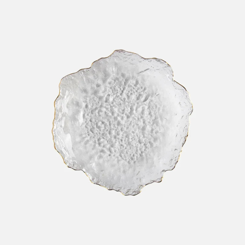 Gold Inlay Edge Glass Plate Gold Large Round