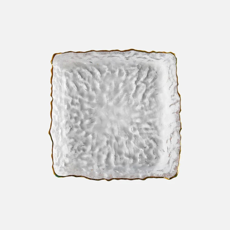 Gold Inlay Edge Glass Plate Gold Square