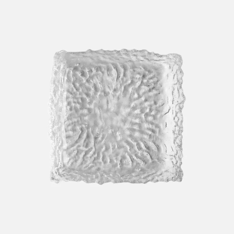Gold Inlay Edge Glass Plate Transparent Square
