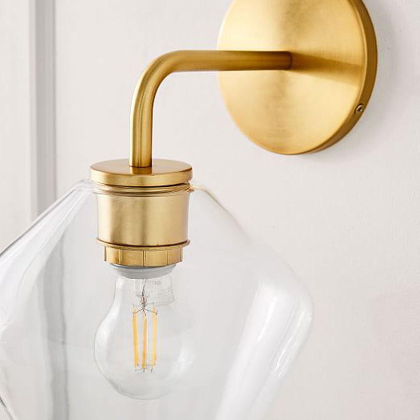 Gold Minimalist Clear Wall Sconce