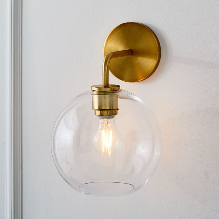Gold Minimalist Clear Wall Sconce