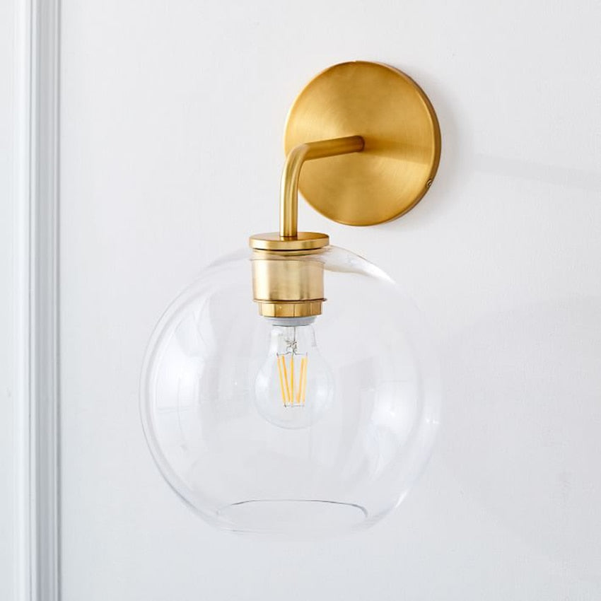 Gold Minimalist Clear Wall Sconce