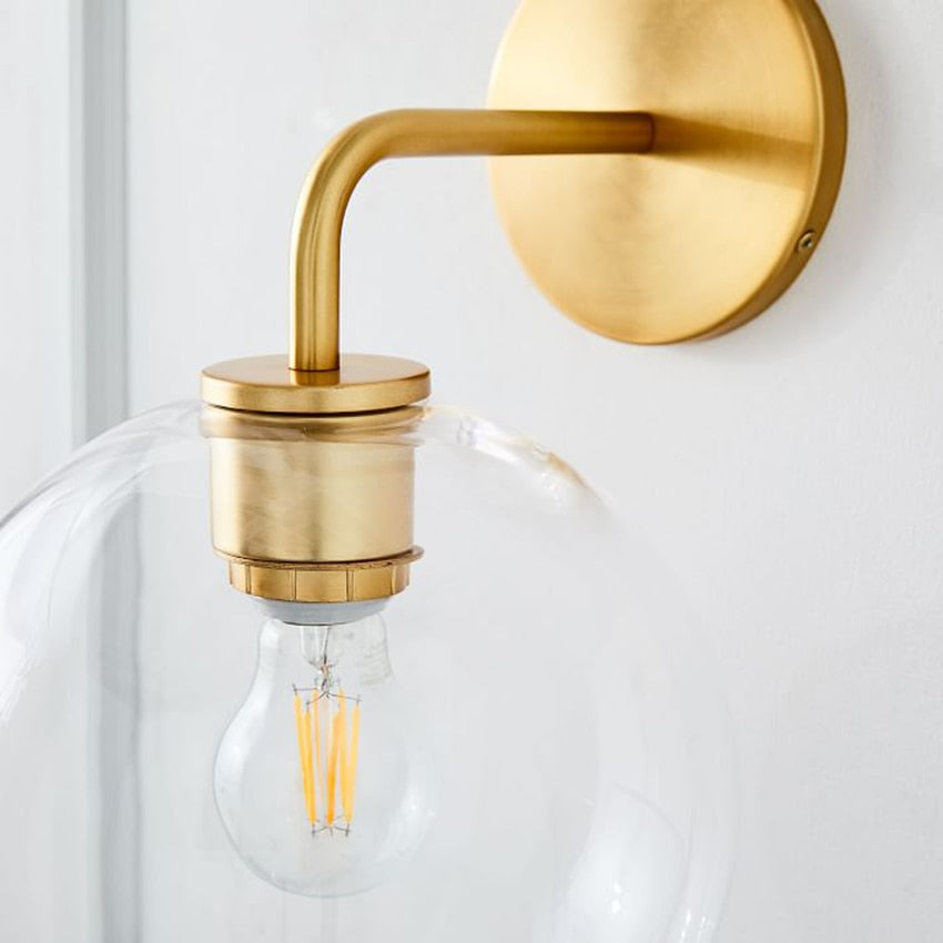 Gold Minimalist Clear Wall Sconce