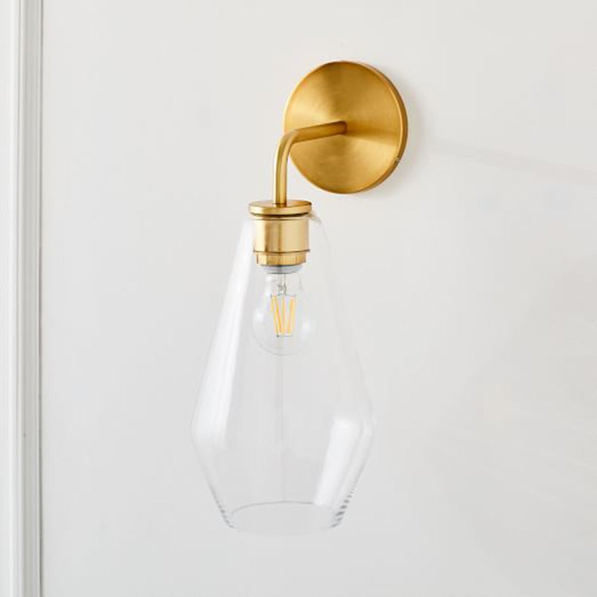 Gold Minimalist Clear Wall Sconce