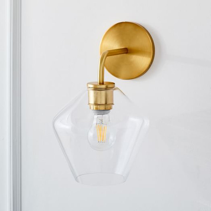 Gold Minimalist Clear Wall Sconce