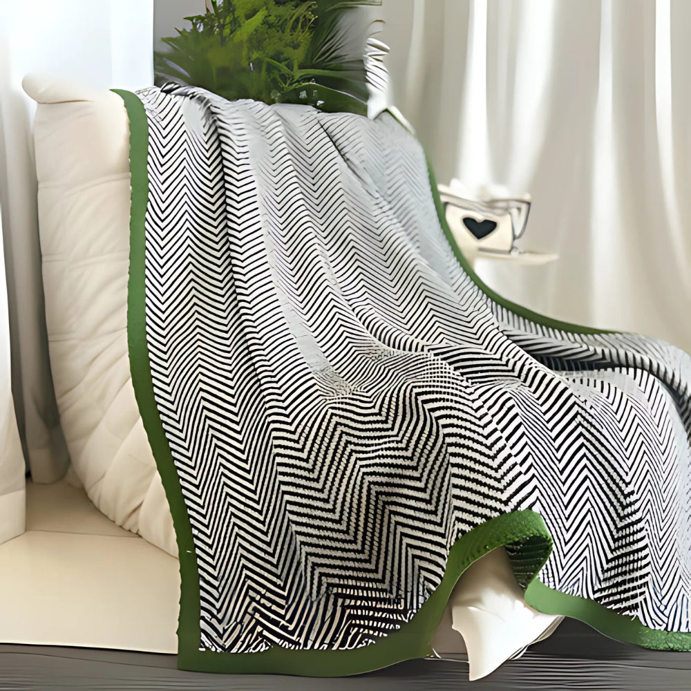Golden Chevron Luxe Blanket Emerald Edge